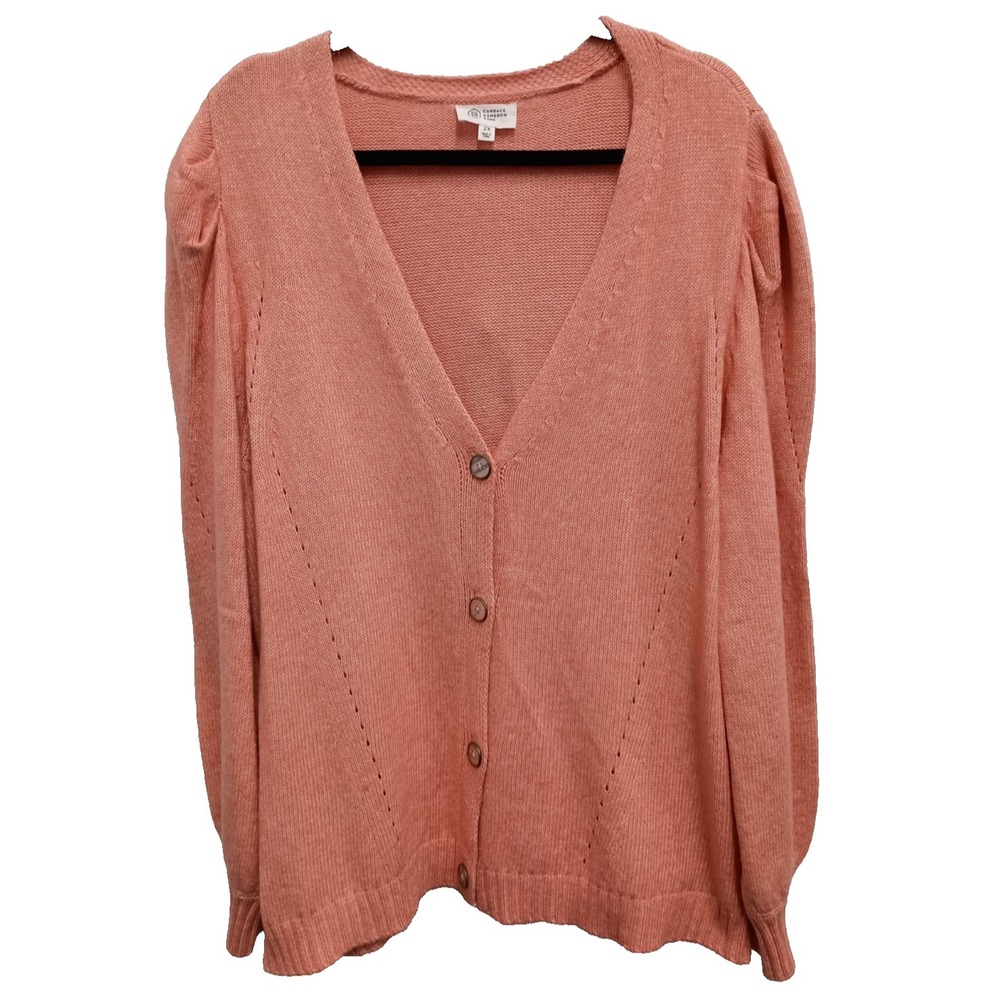 Candance Cameron Bure Cardigan Womens Size 2X Peach BOHO Cottage‎ Button Front